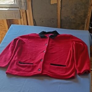 Charter Club Red Cardigan with Black Trim